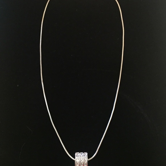 Sterling Silver & Simulated Diamond Necklace - Picture 7 of 11